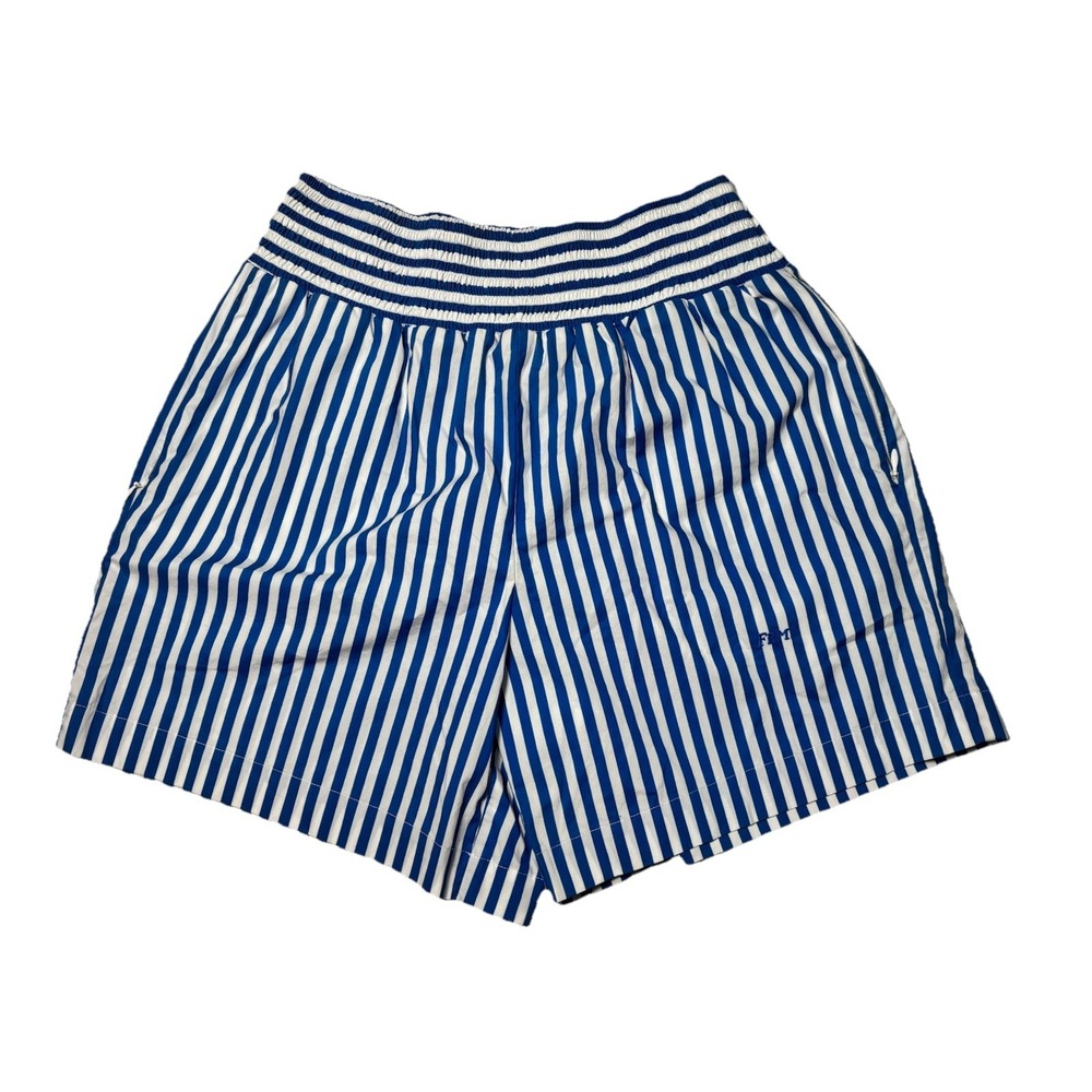 FRAME Blue White Stripe Elastic Waist Beach Resort Shorts Women Small 5" Inseam
